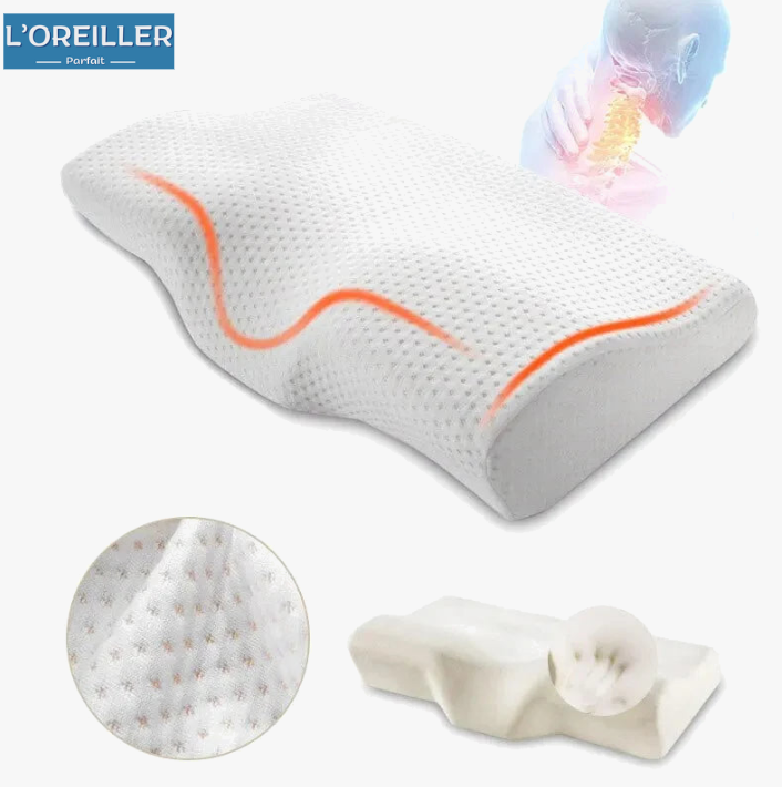 Oreiller Soutien Cervical Ergonomique - Mémoire de Forme - Soulage Cervicales