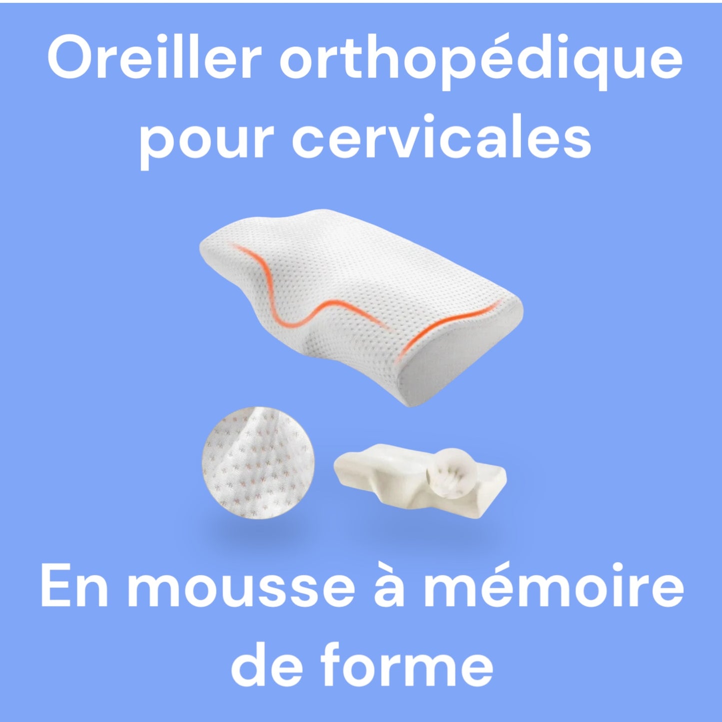 Oreiller Soutien Cervical Ergonomique - Mémoire de Forme - Soulage Cervicales