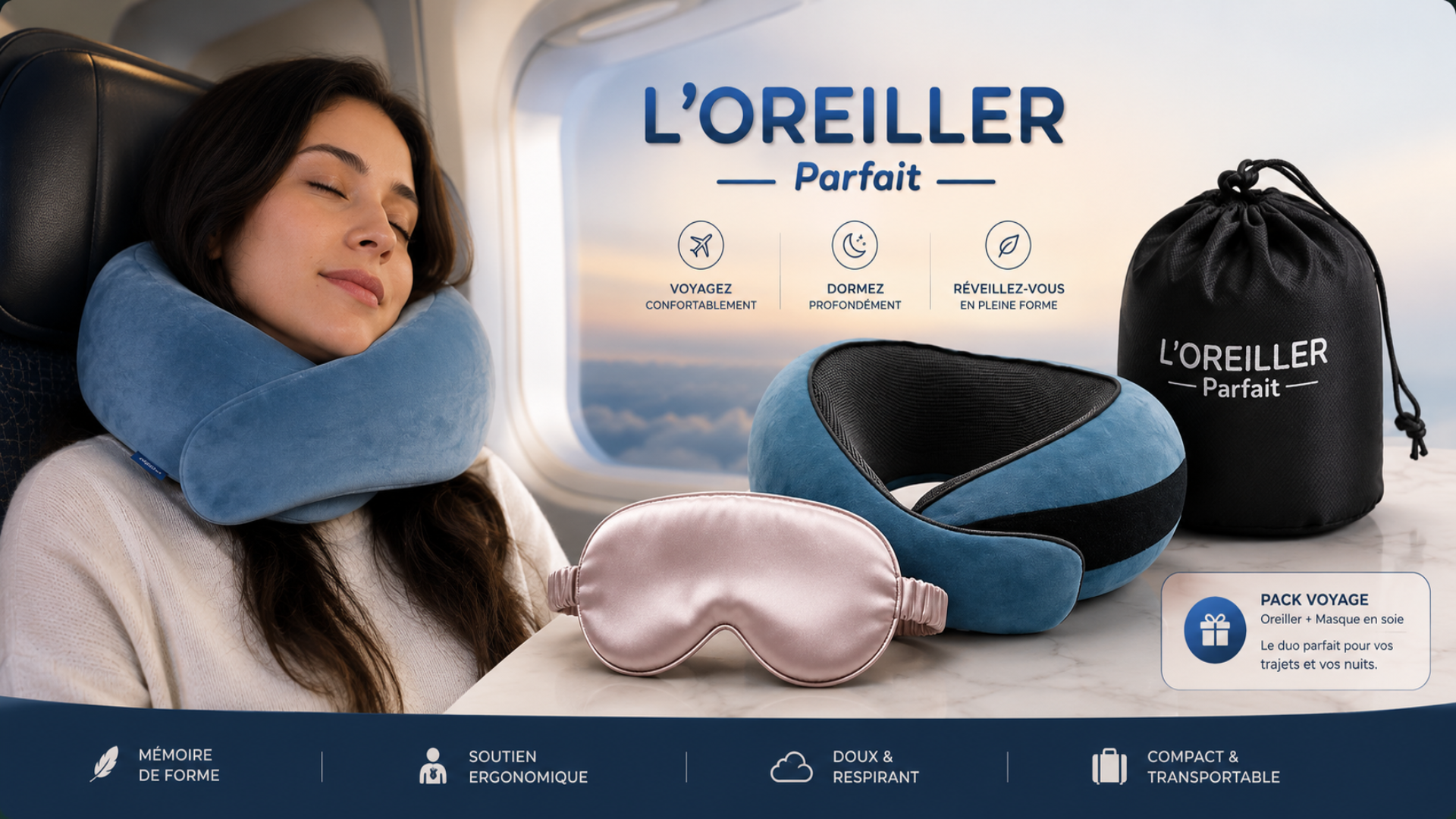 Oreiller de voyage mémoire de forme ergonomique – L'Oreiller Parfait