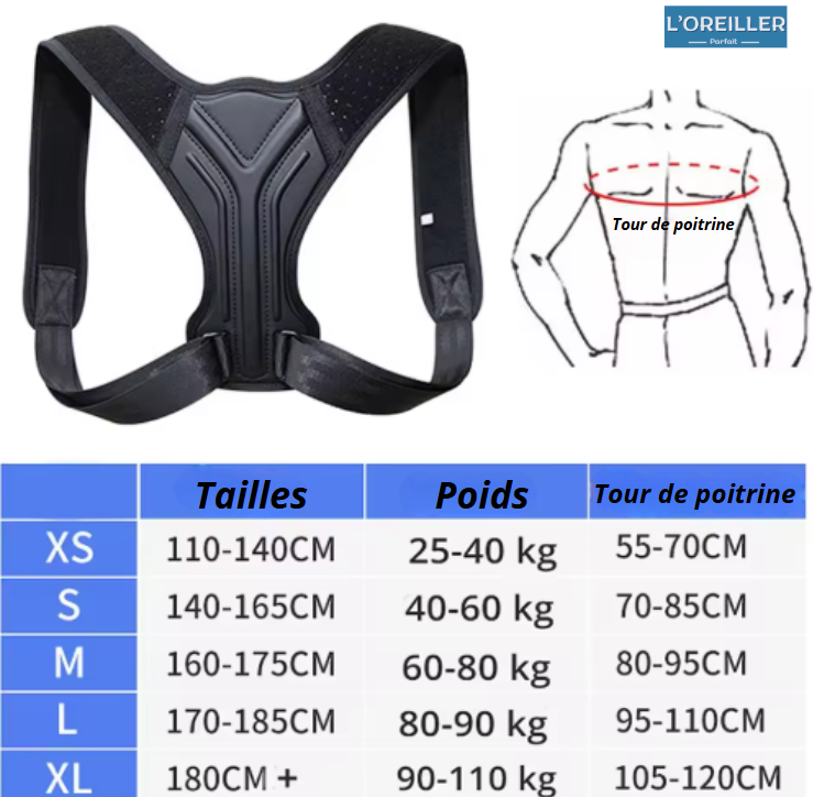 Correcteur de Posture Dos - Soulagement douleurs Dos & Epaules - Confort Invisible sous les Vêtements