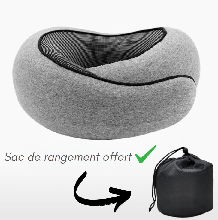 Oreiller de Voyage Cervical Avion - Tour de Cou Soutien 360° - Mémoire de Forme - Confort Trajet