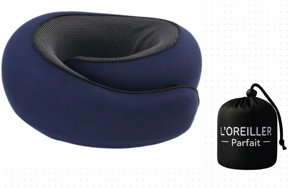 Oreiller de Voyage Cervical Avion - Tour de Cou Soutien 360° - Mémoire de Forme - Confort Trajet