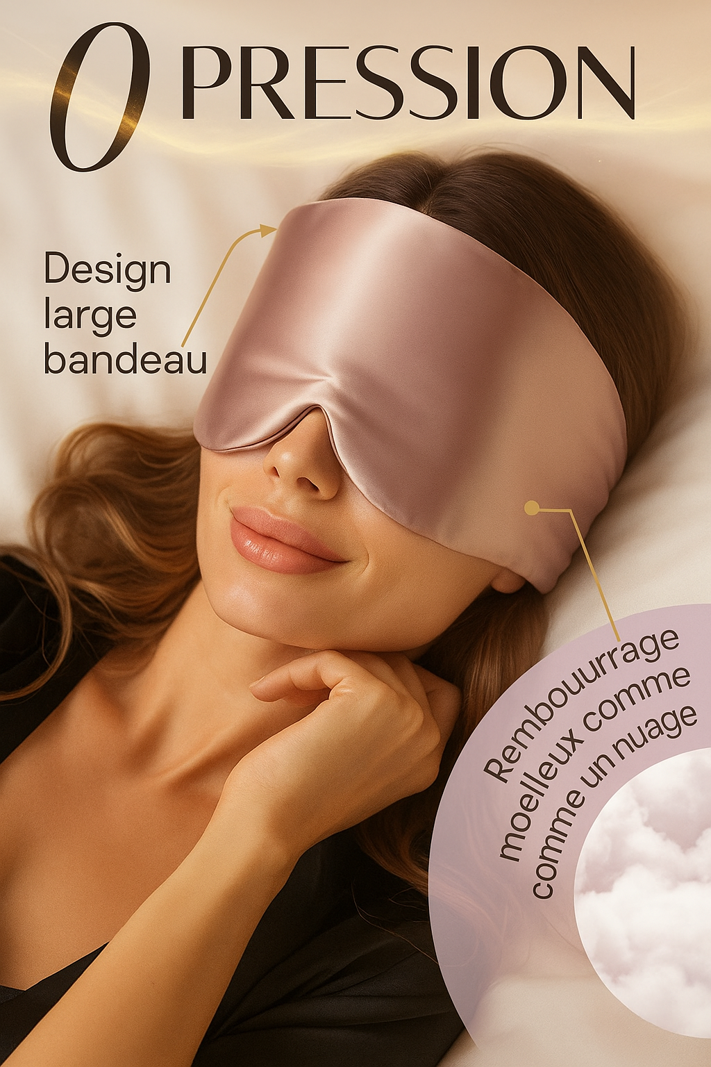 Masque de sommeil en soie avec sangle réglable, occultant en satin Masque de sommeil en soie avec sangle réglable, occultant en satin