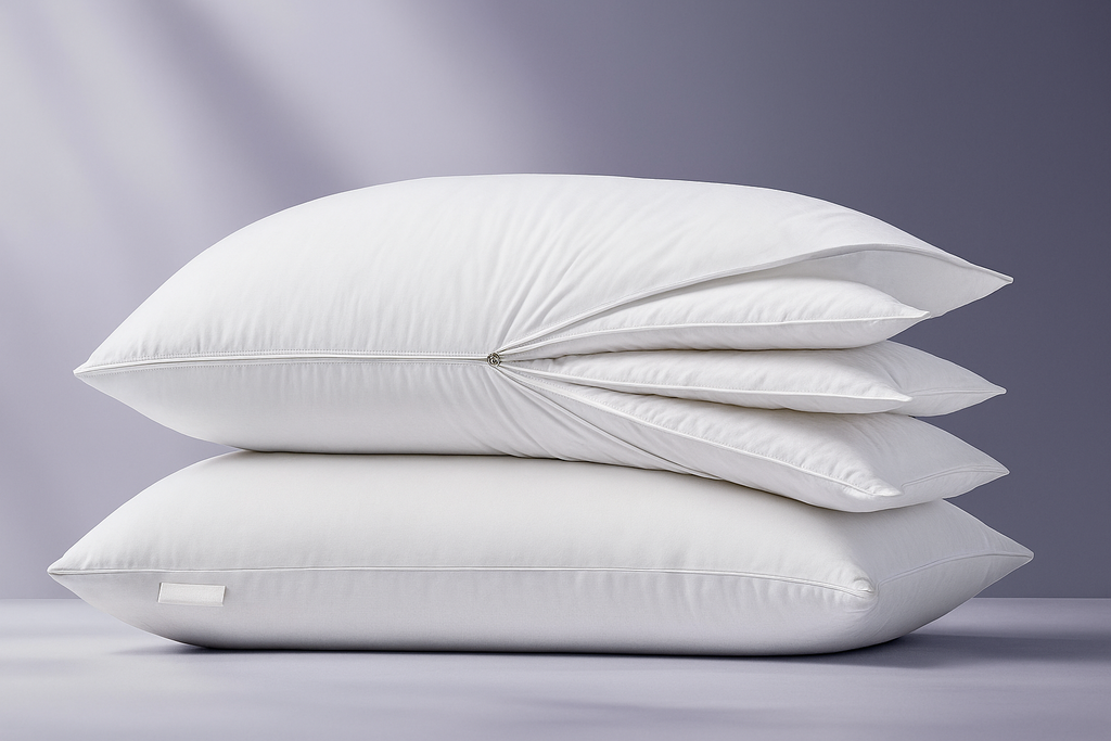 Oreiller Ergonomique à Hauteur Ajustable – 3 Couches Modulables – Douleurs Cervicales & Sommeil Sur-Mesure