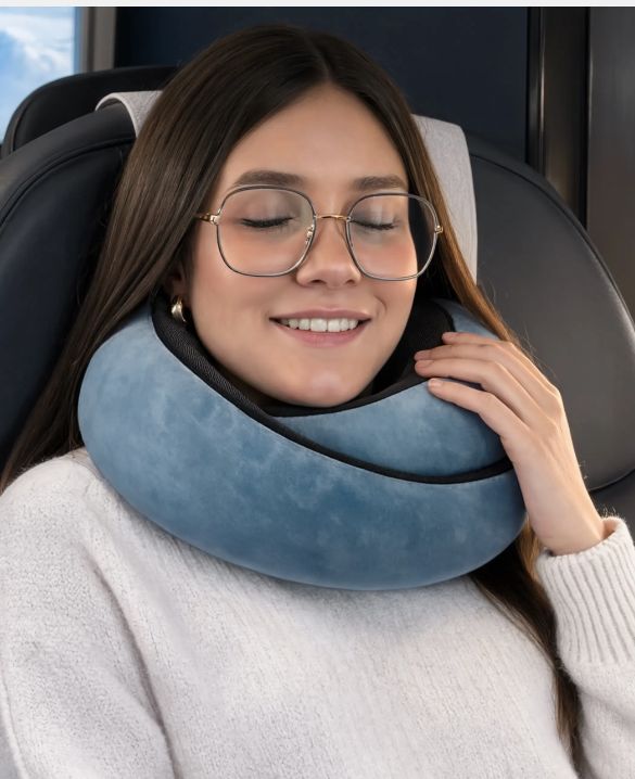 Oreiller de Voyage Mémoire de Forme Ergonomique – Coussin de Voyage Cervical Nuque – Tour de cou Avion - Confort Avion & Voyage