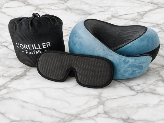 Pack Voyage - Oreiller de Voyage Ergonomique + Masque de Nuit 3D