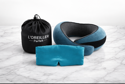 Pack Voyage - Oreiller de Voyage Ergonomique + Masque de Nuit en Satin