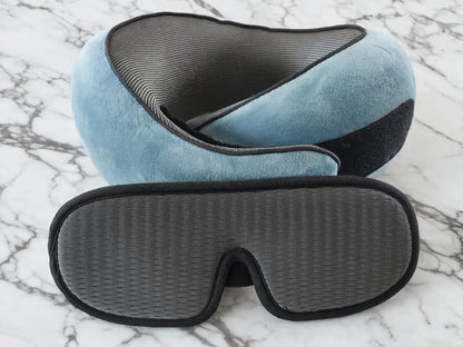 Pack Voyage - Oreiller de Voyage Ergonomique + Masque de Nuit 3D