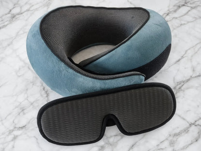 Pack Voyage - Oreiller de Voyage Ergonomique + Masque de Nuit 3D