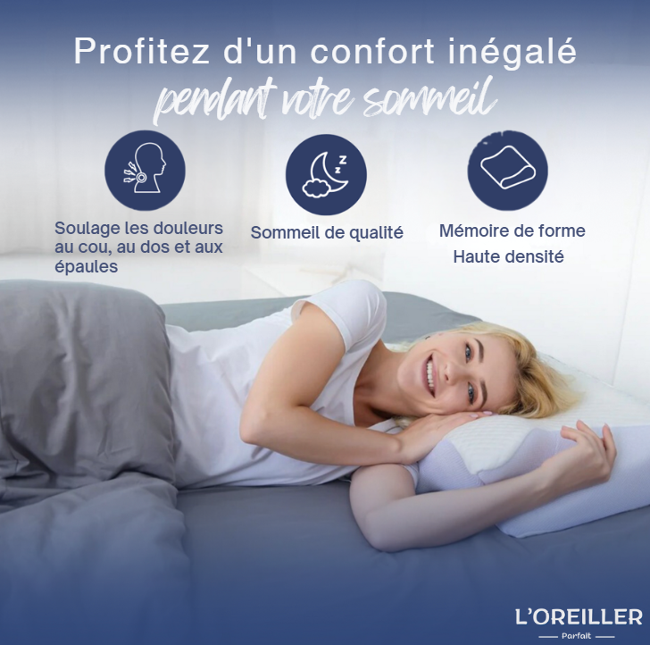 Oreiller  Ergonomique Cervical Mémoire de forme - Stop aux Douleurs Cervicales