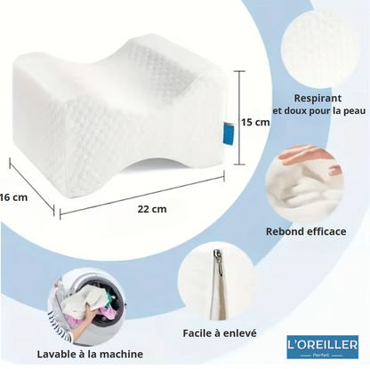 Oreiller de Genoux Orthopédique – Cale Genoux Mémoire de Forme – Douleurs Lombaires & Sciatique