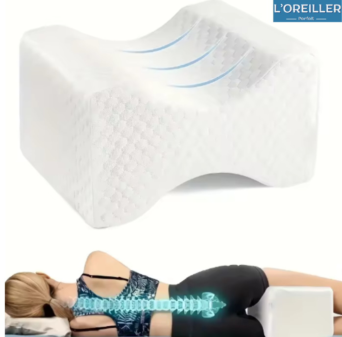 Oreiller de Genoux Orthopédique – Cale Genoux Mémoire de Forme – Douleurs Lombaires & Sciatique