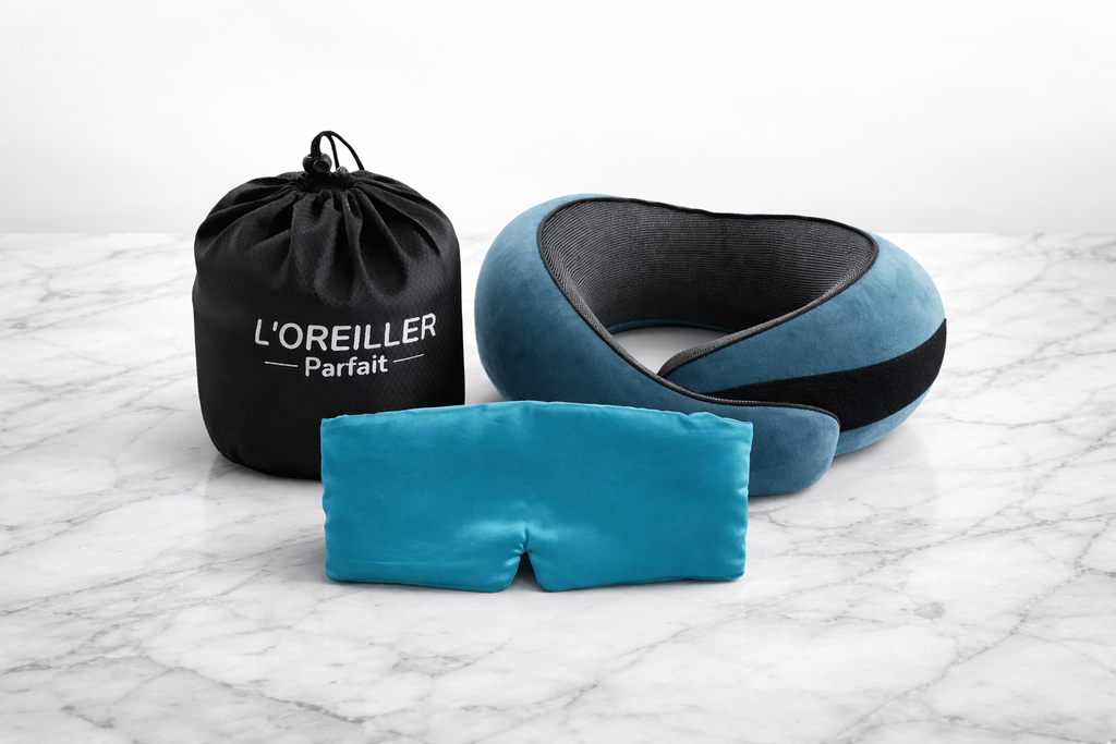 Oreiller de Voyage Avion Mémoire de Forme - Soutien Cervical 360° - Compact et léger